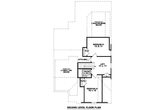 Floor Plan - Upper Floor for Traditional House Plan #81-13642 - 3 bed, 2.5 bath