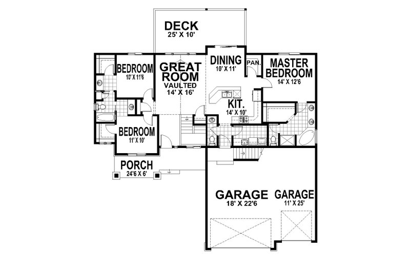 Architectural House Design - Floor Plan - Main Floor for Craftsman House Plan #112-258 - 6 bed, 3.5 bath