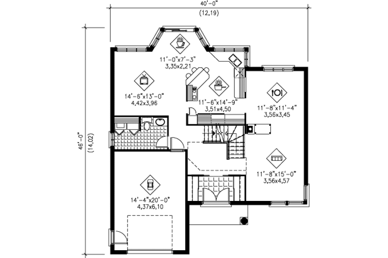 Dream House Plan - Floor Plan - Main Floor House Plan #25-4224 - 3 bed, 1.5 bath