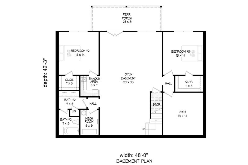Architectural House Design - Floor Plan - Lower Floor for Farmhouse House Plan #932-549 - 3 bed, 2.5 bath