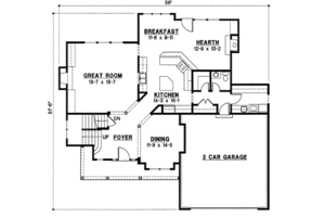 Floor Plan - Main Floor for Traditional House Plan #67-833 - 4 bed, 3 bath