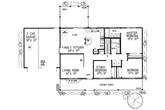 Floor Plan - Main Floor for Ranch House Plan #72-225 - 3 bed, 2 bath
