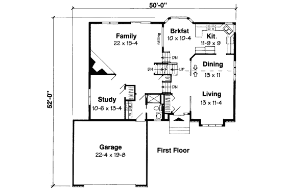 Floor Plan - Main Floor for Traditional House Plan #312-385 - 4 bed, 3 bath