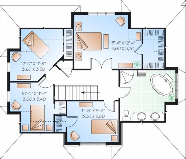 Traditional Floor Plan - Upper Floor Plan #23-721