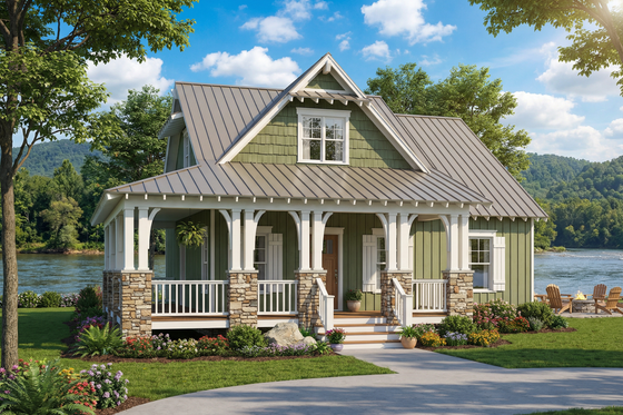 Exterior - Front Elevation 3 for Craftsman House Plan #17-2450 - 3 bed, 2 bath