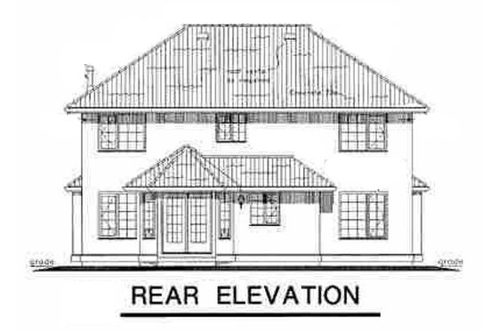 Exterior - Rear Elevation for Mediterranean House Plan #18-240 - 4 bed, 2.5 bath