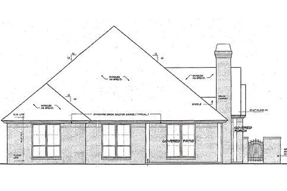 Exterior - Rear Elevation for European House Plan #310-957 - 2 bed, 2 bath