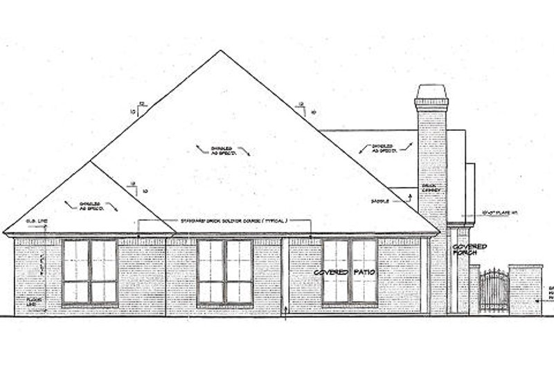 Home Plan - Exterior - Rear Elevation for European House Plan #310-957 - 2 bed, 2 bath