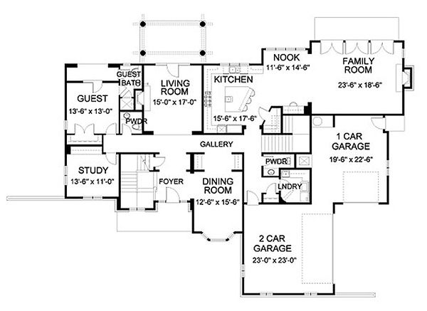 Traditional Style House Plan - 4 Beds 4.5 Baths 5064 Sq/Ft Plan #490-17 ...