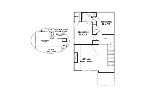 Floor Plan - Upper Floor for Contemporary House Plan #81-135 - 3 bed, 2.5 bath