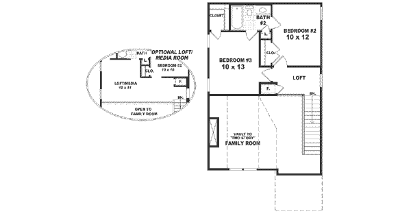Floor Plan - Upper Floor for Contemporary House Plan #81-135 - 3 bed, 2.5 bath