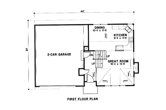 Floor Plan - Main Floor for Traditional House Plan #67-113 - 3 bed, 2 bath