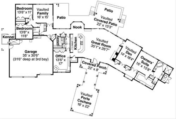 House Plan Design - Craftsman Floor Plan - Main Floor Plan #124-777