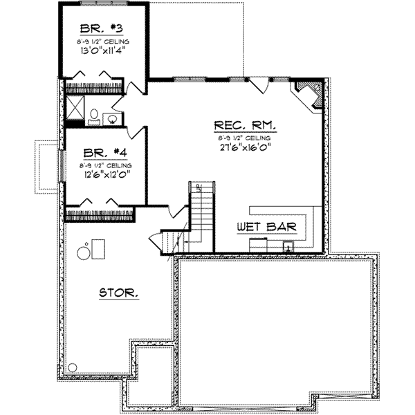 Traditional Floor Plan - Lower Floor Plan #70-693