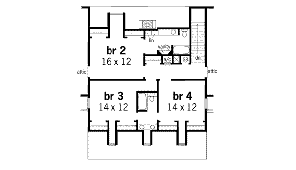 Southern Floor Plan - Upper Floor Plan #45-281
