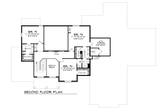 Floor Plan - Upper Floor for European House Plan #70-548 - 5 bed, 4.5 bath