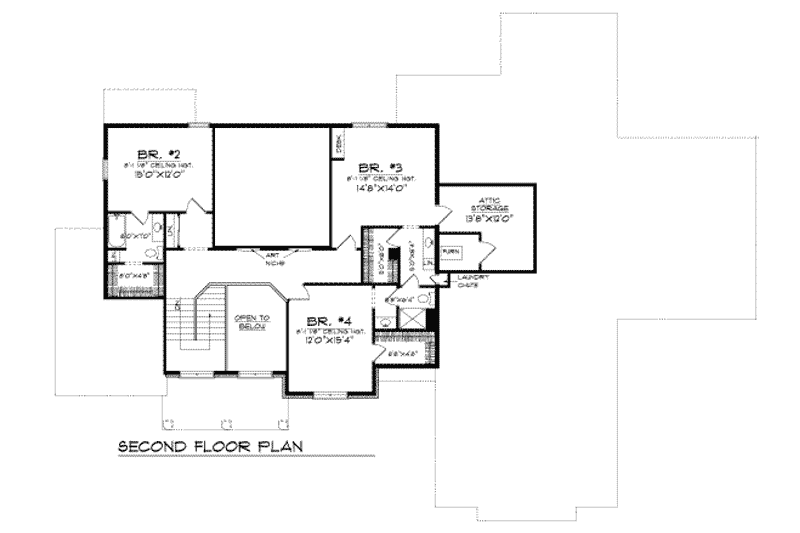 Home Plan - Floor Plan - Upper Floor for European House Plan #70-548 - 5 bed, 4.5 bath