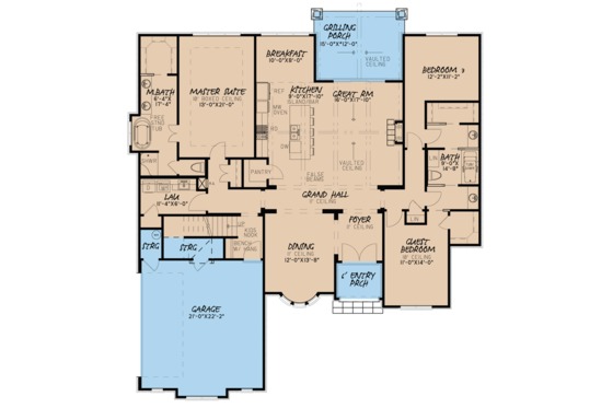 Floor Plan - Main Floor for European House Plan #923-59 - 3 bed, 2 bath
