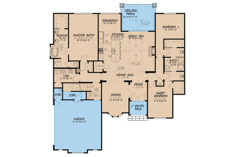 Home Plan - Floor Plan - Main Floor for European House Plan #923-59 - 3 bed, 2 bath