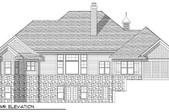 Exterior - Rear Elevation for European House Plan #70-797 - 5 bed, 4 bath