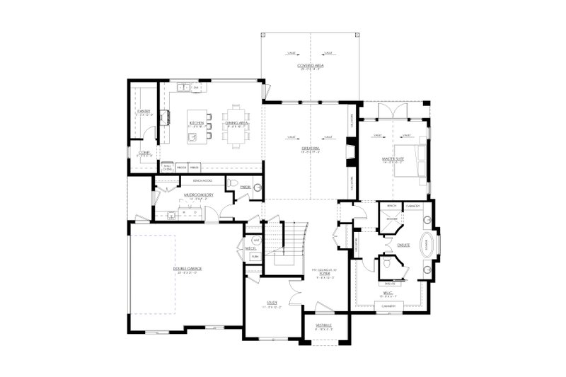 Dream House Plan - Floor Plan - Main Floor for European House Plan #1114-23 - 4 bed, 2.5 bath