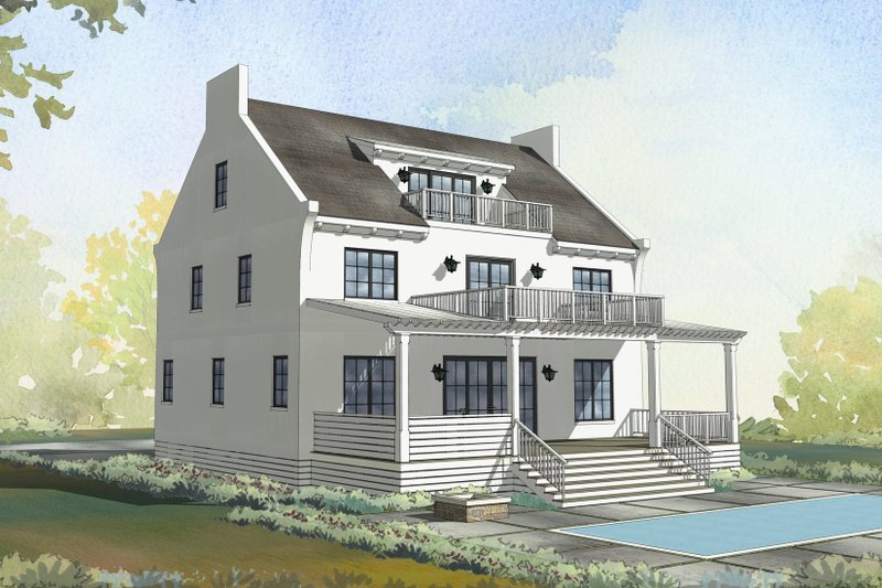 House Blueprint - Exterior - Rear Elevation for Beach House Plan #901-147 - 7 bed, 4.5 bath