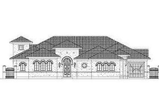 Exterior - Front Elevation for Mediterranean House Plan #411-847 - 4 bed, 4.5 bath