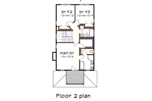 Floor Plan - Upper Floor for Farmhouse House Plan #79-227 - 3 bed, 2 bath