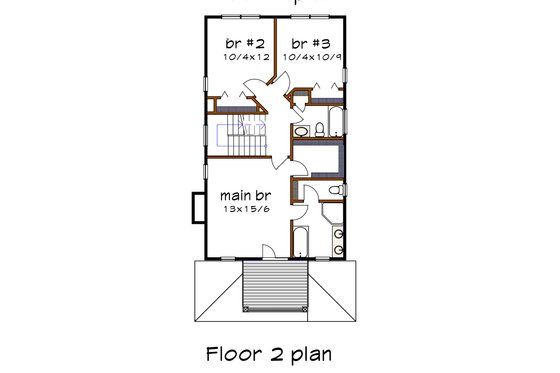 Floor Plan - Upper Floor for Farmhouse House Plan #79-227 - 3 bed, 2 bath