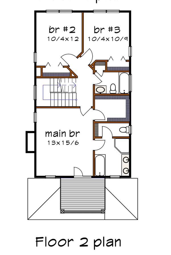 Architectural House Design - Southern Floor Plan - Upper Floor Plan #79-227
