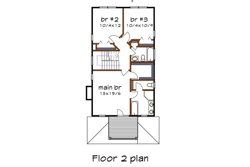 House Design - Floor Plan - Upper Floor for Farmhouse House Plan #79-227 - 3 bed, 2 bath