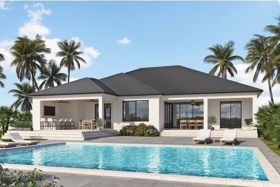 Exterior - Rear Elevation for Contemporary House Plan #938-110 - 3 bed, 2.5 bath