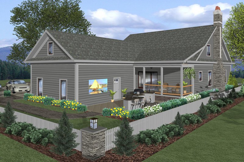 Architectural House Design - Exterior - Rear Elevation for Craftsman House Plan #56-720 - 5 bed, 4 bath