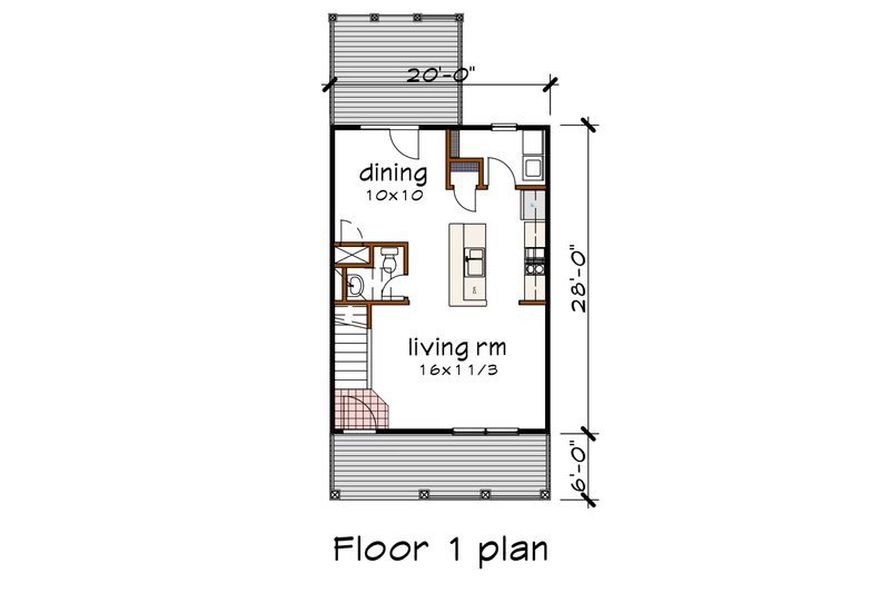 House Blueprint - Floor Plan - Main Floor for Cottage House Plan #79-120 - 3 bed, 1.5 bath
