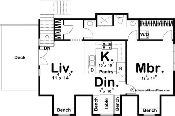 Floor Plan - Upper Floor for Farmhouse House Plan #455-307 - 1 bed, 1 bath
