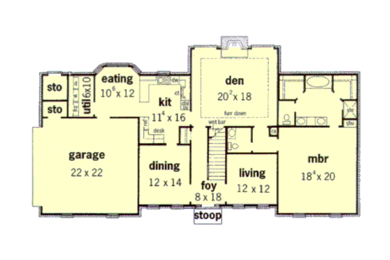 Floor Plan - Main Floor for European House Plan #16-217 - 4 bed, 3.5 bath