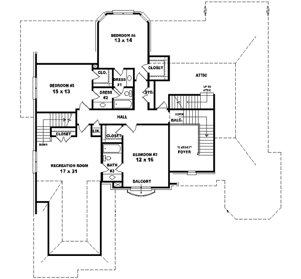 European Floor Plan - Upper Floor Plan #81-629