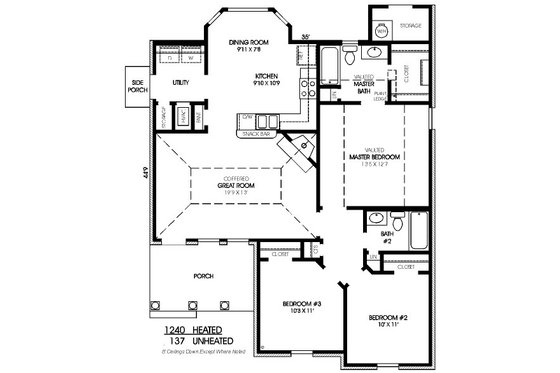 Floor Plan - Main Floor for Traditional House Plan #424-256 - 3 bed, 2 bath