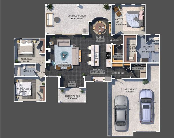 Craftsman Floor Plan - Main Floor Plan #1110-4