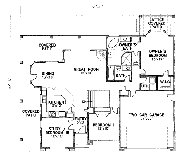Adobe / Southwestern Floor Plan - Main Floor Plan #24-118