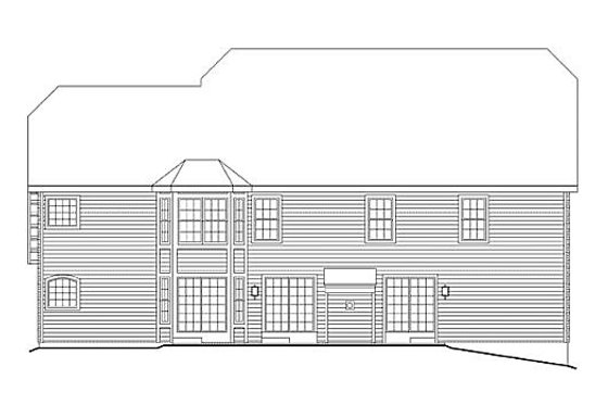 Exterior - Rear Elevation for Colonial House Plan #57-292 - 6 bed, 4.5 bath