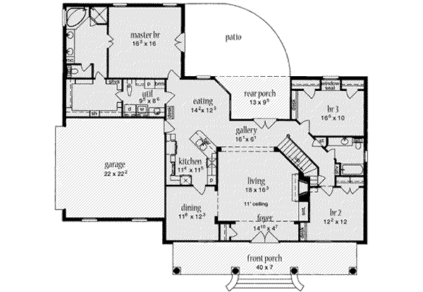 Home Plan - Southern Floor Plan - Main Floor Plan #36-431