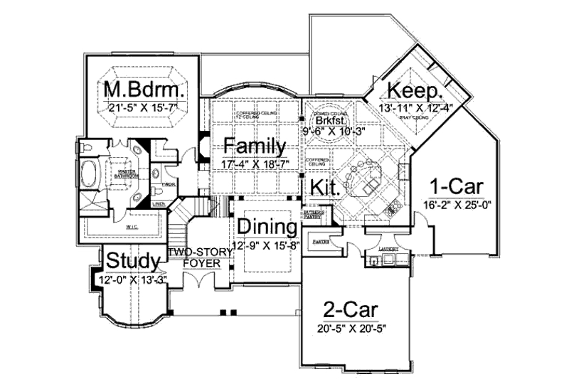 House Plan Design - Floor Plan - Main Floor for European House Plan #119-347 - 4 bed, 4.5 bath