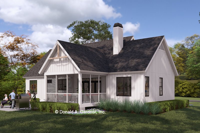 House Design - Exterior - Rear Elevation for Farmhouse House Plan #929-1195 - 3 bed, 2 bath