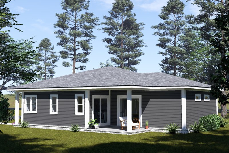 House Blueprint - Exterior - Rear Elevation for Modern House Plan #513-2446 - 2 bed, 2 bath
