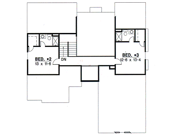 Traditional Floor Plan - Upper Floor Plan #67-396