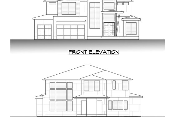 Exterior - Front Elevation 3 for Contemporary House Plan #1066-171 - 5 bed, 4.5 bath