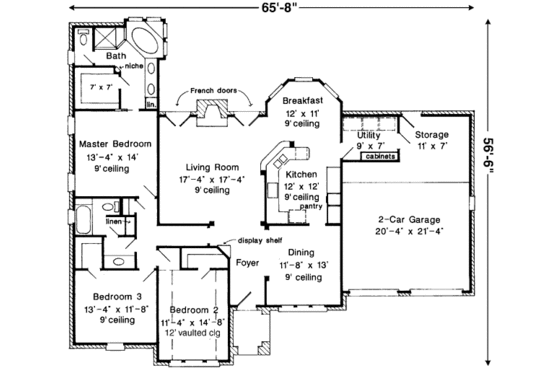 Floor Plan - Main Floor for European House Plan #410-281 - 3 bed, 2 bath