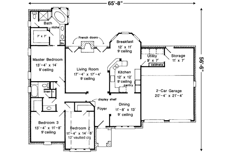 Dream House Plan - Floor Plan - Main Floor for European House Plan #410-281 - 3 bed, 2 bath