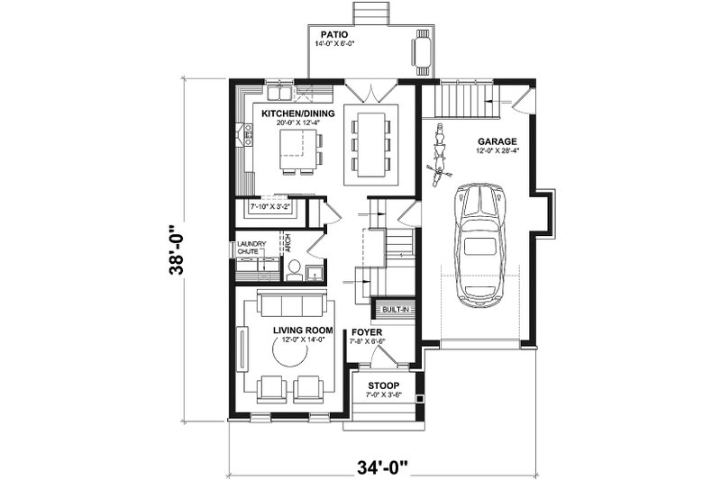 Home Plan - Floor Plan - Main Floor for Traditional House Plan #23-358 - 3 bed, 1.5 bath